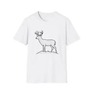 Topographic Deer Illustration T-Shirt | Minimal Wildlife Line Art
