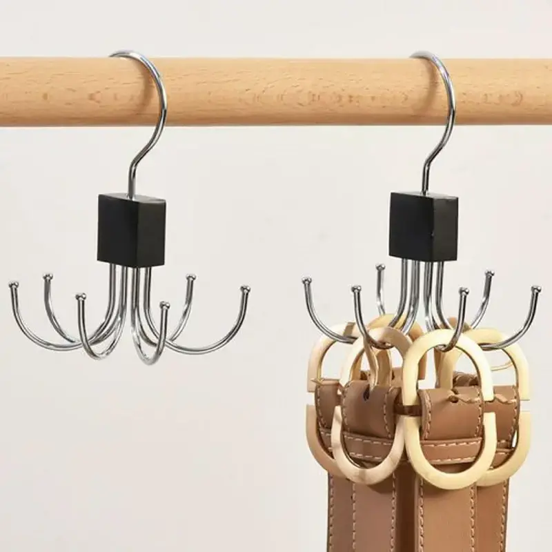360° Rotatable Belt Hook, 1 Count Durable Metal Hanging Storage Hook, Multi-purpose Organiser Hook for Belt, Scarf Organizer, Tie Hanger, Scarf, Tie, Home Storage Hook for Wardrobe, Closet, Home and Dormitory, Hanging Accessories, Multifunctional Hanger