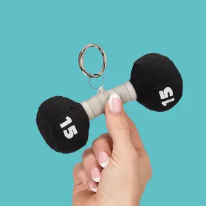 StuffedStuff Mini Dumbbell Keychain Adorable Plush Gym Lover Accessory Small Meaningful Dangle Display From Bag Perfect For Gym Lovers Gym Locker Packaging