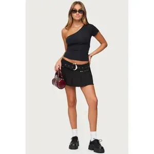 Kore Belt Pleated Denim Micro Skort Kore Belt Pleated Denim Micro Skort