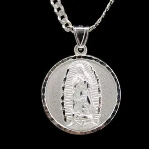 Our Lady of Guadalupe and Sacred Heart of Jesus with Necklace (Solid.925 Silver)