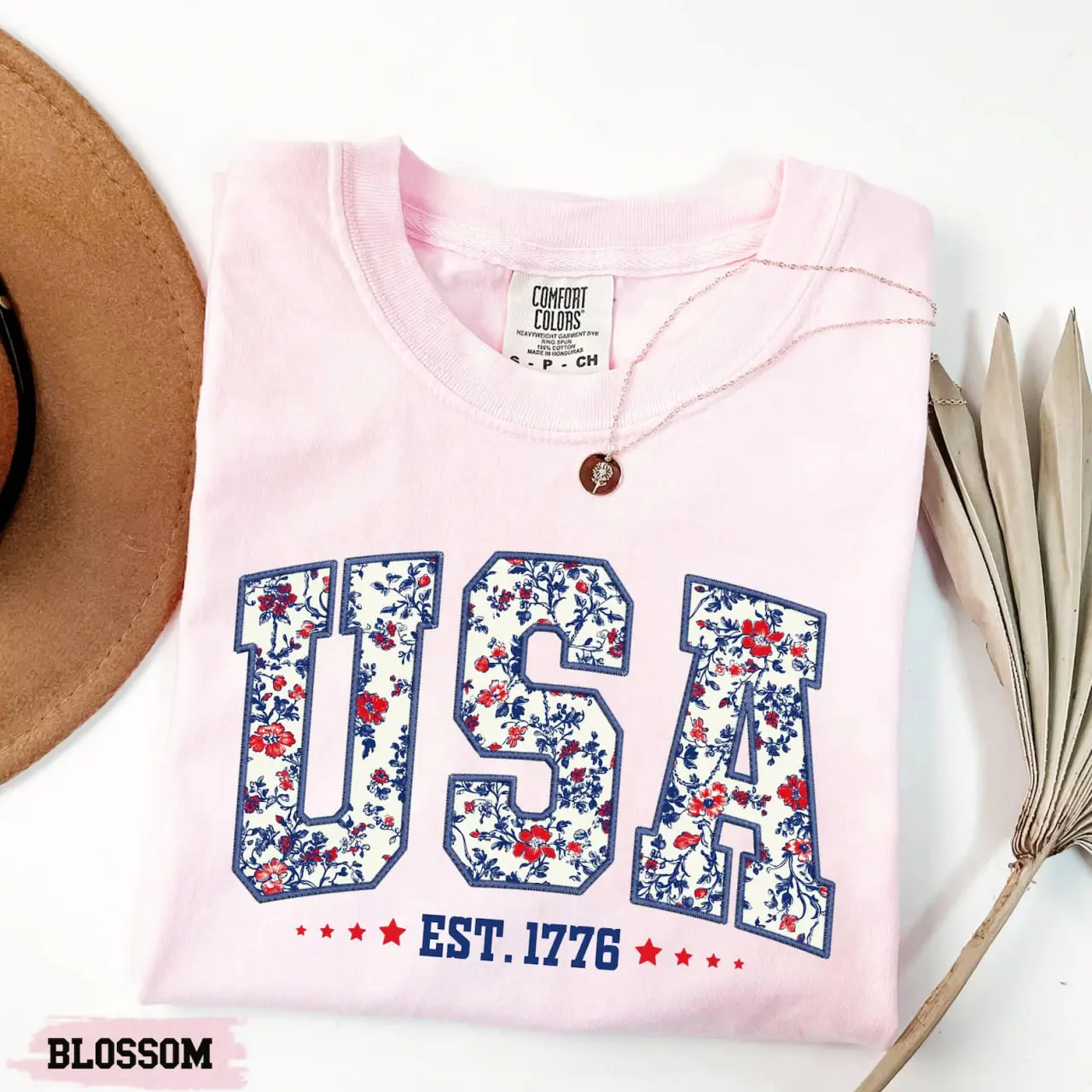 Comfort Colors USA Shirt, Floral America Shirt, Fourth of July Shirt ...