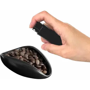 Coffee Bean Dosing Cup and Spray Bottle Kit For Espresso, Coffee Bar Accessories, Ceramic Single Dosing Tray For Coffee or Tea, Spray For Reducing Coffee Power Static (Black)