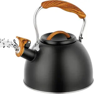 Kettle -3.0 Quart Whistling  Kettle for Stove Top Stainless Steel  Pot Stovetop  Grade Water Kettle with   Handle for Coffee//Milk Kettle Pot -Black