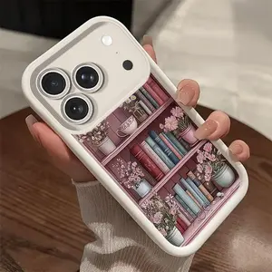 Vintage Bookshelf Floral Pattern Phone Case for iPhone 17 Pro Max/16 Pro Max/15Pro Max 15/14/13/12 & Samsung S25 Ultra All Models, TPU Shockproof Protective Cover (Edgy Art Print)