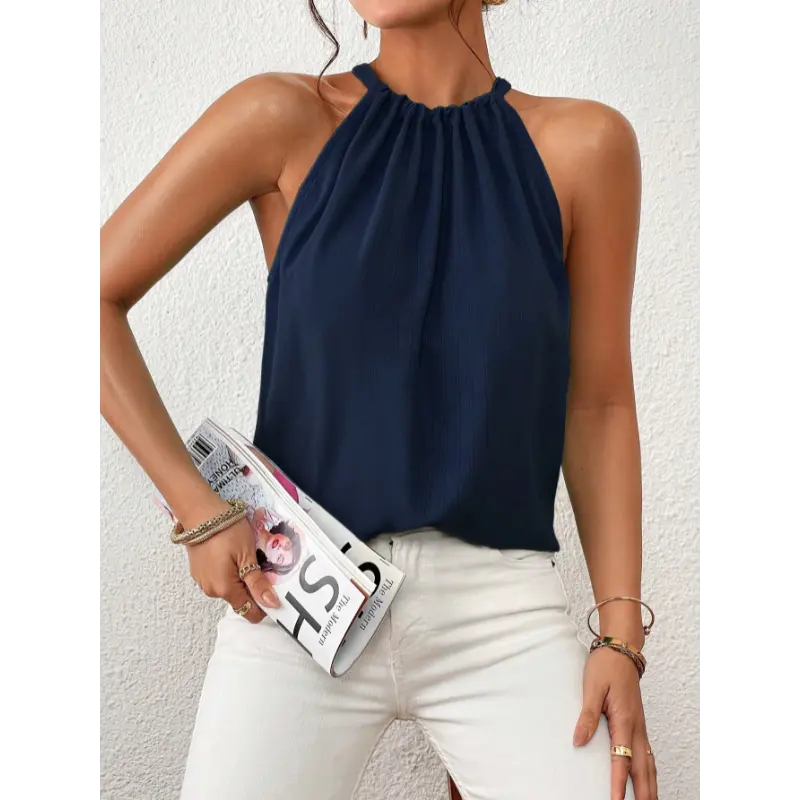 Firerie Solid Keyhole Back Halter Top