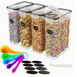 4 Pack (4L/ 135oz) EXTRA Large Airtight Food Storage Cereal Containers for Bulk Food Storage BPA-Free Plastic Container