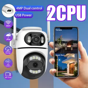4MP Dual Lens WiFi Security Camera, F1.9 Starlight Lens, Dual Screen Synchronous Display, AI Human Detection, 3DB High-Gain Antenna, Graphene Heat Dissipation, Dual Fill Light Night Vision, Home Surveillance Camera