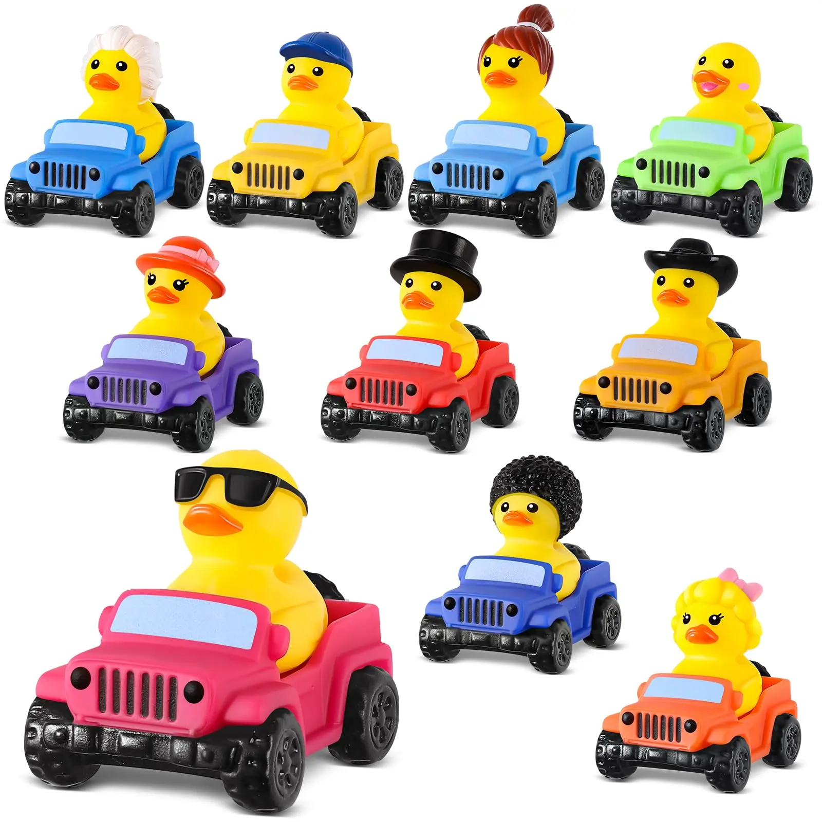40 Pcs Rubber Ducks for Jeeps, 2.8 Inch Ducks for Jeeps, Ducks for Ducking 20 Rubber Ducks Assortment with 20 Cars, Collection Ducks for Jeeps, Birthday Gifts Christmas Party Favors, Kids Bath Toy