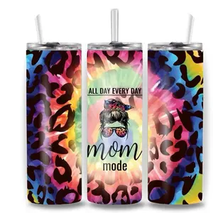 Mom mode 20oz Stainless Steel Tumbler Durable Eco-Friendly 20-ounce Straight Tumbler with Customizable Prints for Hot or Cold Drinks