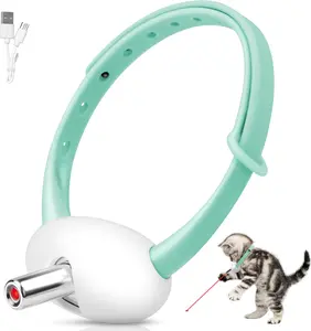 Automatic Laser Collar Cat Toy, Flashing and Lasting Modes, 8-12″ Bend Collar & 41°Adjust Angle Free Hands. Type-C USB Charge 1H and Works 12H