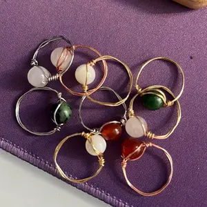 Crystal wire wrapped rings-Natural Stone Jewelry