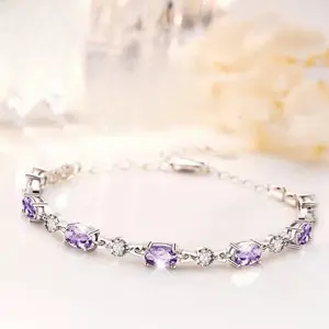 Luxurious purple Synthetic Zirconia, 1 bracelet - hypoallergenic- suitable for various occasions and daily wear - perfect for Women's jewelry