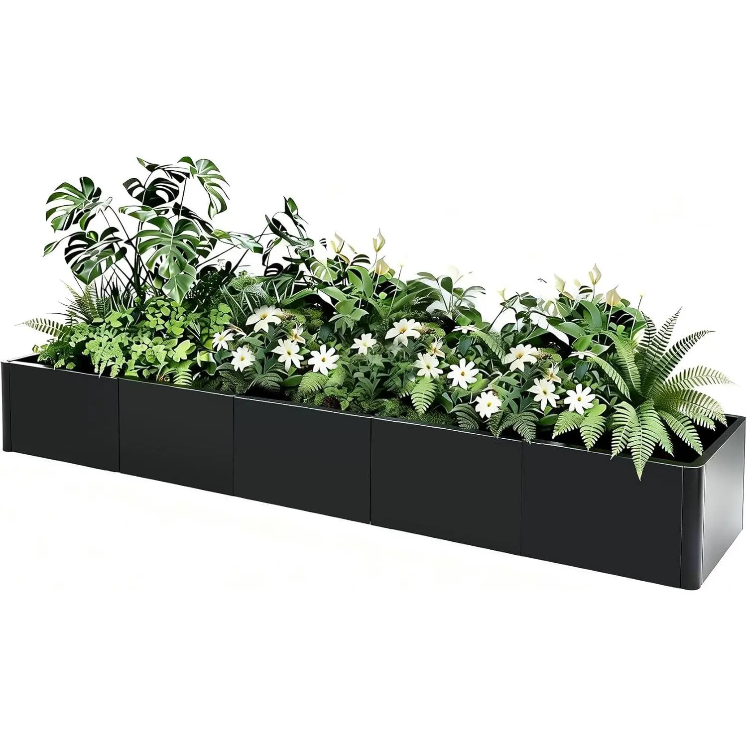 70"x20" Extra Long Rectangular Metal Planter with Rounded Corners, Commercial-Grade Heavy Duty Steel Raised Garden Bed, Open Base & Snap-On Assembly for Patio, Balcony & Landscaping