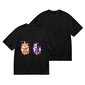 Fnaf Sun & Moon Graphic T-Shirt, 100% Cotton Breathable Crew Neck Short Sleeve Tee with Lovely Space Motif All-Season Versatile Casual Wear in Full Sizes, Great Practical Gift Choice
