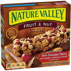 Nature Valley Fruit and Nut Granola Bars, Dark Chocolate Cherry, 6 ct, 7.4 OZ Snack Corn