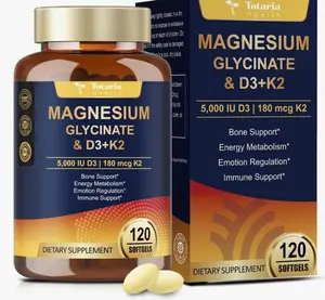 9-in-1 Magnesium Glycinate 500mg + Vitamin D3 5000 IU & K2 Complex - High Absorption - Healthy Stress, Sleep, Muscle Function, Bone Health & Energy Supports | Non-GMO, Gluten-Free 120 Softgels