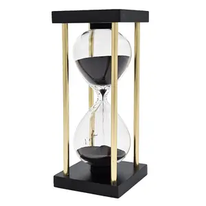3x3x7" Spellman 15-Minute Hourglass with Metal Frame, Black