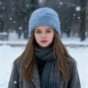 Winter Warm Unisex Y2k Beanies Leisure Outdoors Soft Fluffy Angola Winter Knitted Hat Female Plush Windproof Bonnet Skullies Cap