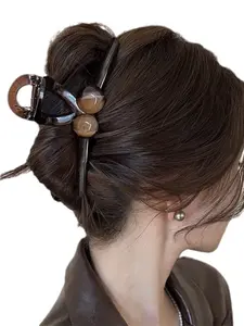 Vintage Elegant Transparent Coffee Color Round Ball Plastic Hair Claw,  Cute Lovely Hair Accessories for Women, All-match ,Suitable For Daily Use, Going Out, Bathing, Washing Face, Makeup, Hair Styling, Makeup, Hair Styling, Matching Clothes, vacation