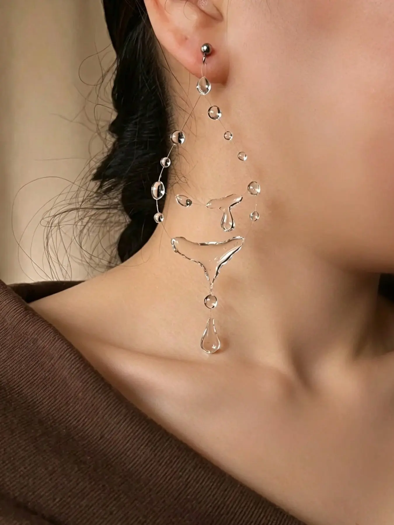 「Handmade UV Resin Dangle Earrings, Elegant Transparent Water Drop Design, Perfect for Daily Wear, Holidays, Gifts for Women🎁」