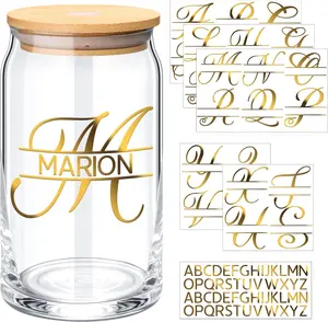 Sheets Personalized Split Letter Stickers for Water Bottles Waterproof Vinyl Name Decals for   oz Tumbler UV DTF Cup Wraps Custom Stickers for DIY Bag Suitcase Helmet Laptop(Stamping Gold)