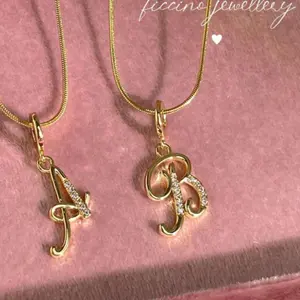 Women's Handwriting Style Alphabet Letter Pendant Necklace with Golden Snake Chain