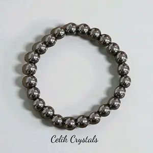 Hematite Bracelet Natural Stones 8mm or 10mm Beads Handmade for Positive Energy and Grounding Adult Accessory Healing Crystal