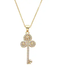 18k Gold Plated Key Design Pendant Necklace for Women, Fashion Jewelry for Party, Daily Clothing Decor, Trendy All-match & Exquisite Jewelry for Birthday Gift