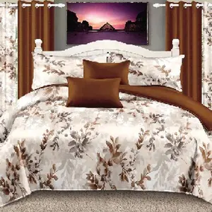 9-piece home decor set (various patterns available): bedspread 1 + printed pillowcases 2 + curtains 6 (printed ×2, solid color ×4), all-season, suitable for home decoration, making the bedroom more beautiful
