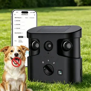 Professional Sonic Emitter Dog Training Tool with Bluetooth APP – Ultrasonic Dog Bark Deterrent, Dual Speakers, Track Barking Records, Humane Anti Bark No Shock, IPX4 Waterproof, Solar Powered, Anti-Bark Dog Silencer repellent device
