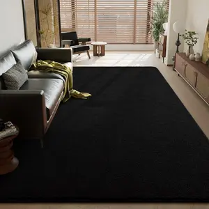 Black Large Soft Modern Area Rugs for Living Room Bedroom,  Thickened Memory Foam Indoor Solid Minimalist Carpets, Non-Slip Comfy Rug for Boys Girls Nursery Room Home Decor, 4x6,5x7,6x9,7x10 Feet