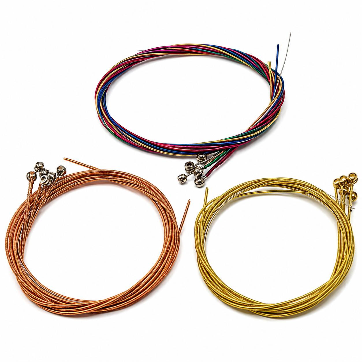 Rust Resistant Acoustic Guitar Steel Coated Strings Kit - 3 Restring Sets (6 Strings/Pack, 0.2mm), 6 Picks Included, Comfortable Playing, Extended Service Life, Great for Beginners, Ideal for Daily Practice, 0.007 Inch, 0.2 Mm