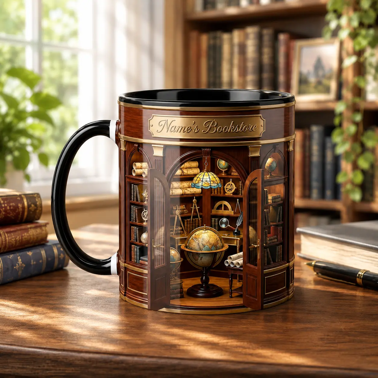 Personalized Bookstore Mug, Custom Name Book Lover Coffee Mug, Cozy Library Mug, Reader Gift, Bookworm Cup, Bookish Gift