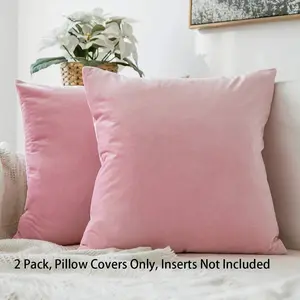 Velvet Solid Color Pillow Covers, 2 Pack, 18x18 Inches, Suitable for Sofa Bed Car Living Room, Home Decor, Christmas Gift, Home Textile, Replacement Cushion Cover