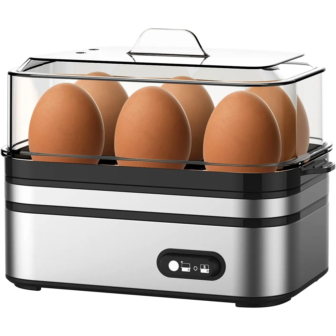 Rapid Egg Cooker Electric 6 Eggs Capacity, Soft, Medium, Hard Boiled, Poacher, Omelet Maker Egg Poacher With Auto Shut-Off,