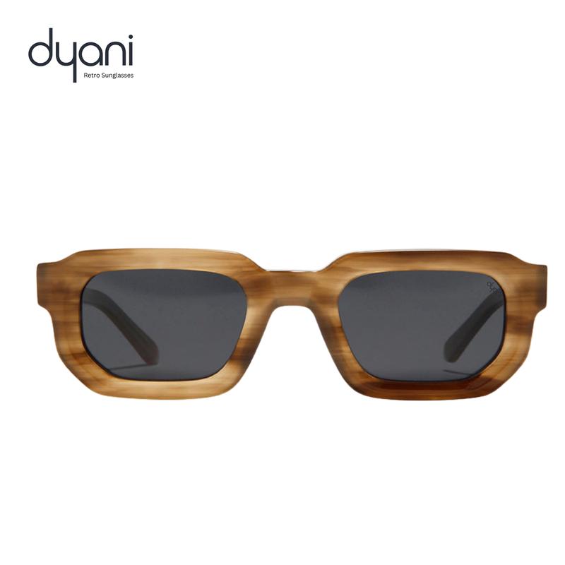 Dyoni The Royce Retro Sunglasses - Chunky Square Frame with Sculpted Edges & Tinted Lenses for Unisex Comfort
