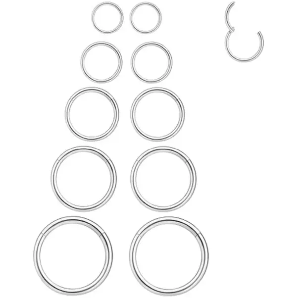 10pcs Stainless Steel Nose Ring, Lip Ring, Earrings, Male and Female Puncture Jewelry
