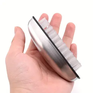 1pc, Stainless Steel Deodorant Soap Hand Brush, Nylon Hair Nail Cleaning Brush, Massage Brush, Stainless Steel Deodorizing Soap Dual-purpose Brush