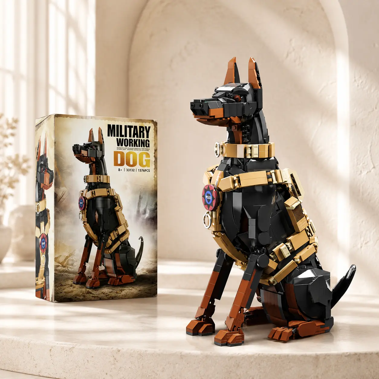 Legaobao Unisex Working Police Dog Building Block Set, 1376-Piece Plastic DIY Animal Construction Model with Tactical Look Harness, Sturdy Hands-On Toy, Home Desk Decor Gift for Dog Lovers