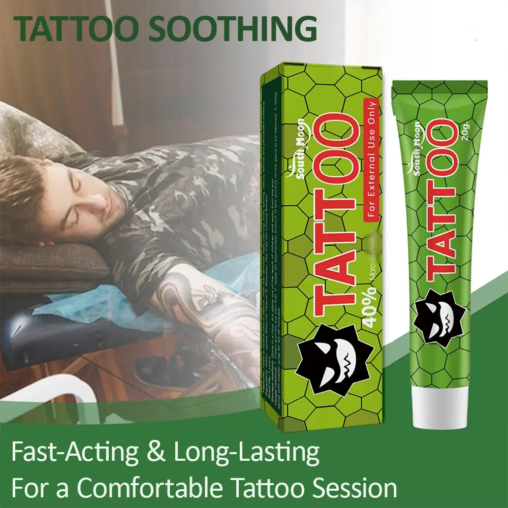 South Moon Tattoo Soothing Cream 20g, Fast Acting Long Lasting Numbing Cream for Tattoo Sessions, Eyebrow Microblading Piercing Hair Removal, Natural Gentle Odorless Non-Greasy Tattoo Numbing Lotion