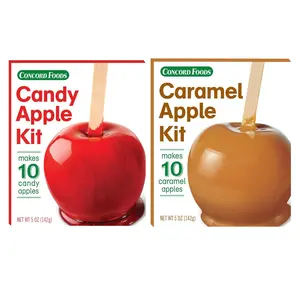 Concord Foods Caramel Apple & Candy Apple Kits: Fall Favorite Treat - Indulge in Chewy Caramel Apples & Classic Red Candy Apples! Makes 10 per Box, 5 oz (Pack of 2)