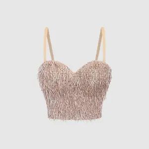 Tank Tops Bra Blusas Short  Vest Sexy Clothes Hand-Stitched Beading Embroidery Corset Woman Summer Spring Clothing Sling Wedding Party Blind Date Stage Party Shaper Ladies Crop Shirt Tube Tops