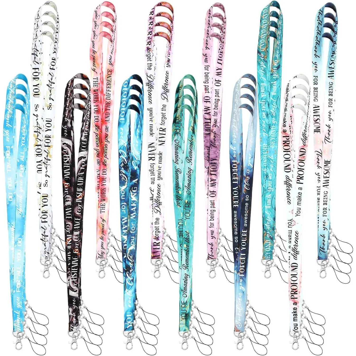 Personalized Lanyards Bulk - Unisex Synthetic Modern ID Badge Lanyards with Quote Print for Nurse Staff, Employee Appreciation Gifts, Personalized Lanyard, Inspirational, Multiple Colors, All Ages, Inspirational Quote