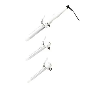 Le Angelique 3 in 1 Bold Curling Iron Set with 3 Ceramic Titanium Barrels Variable Temp Control Far Infrared Heat Distribution Non Slip Grip Easy ON OFF Switch