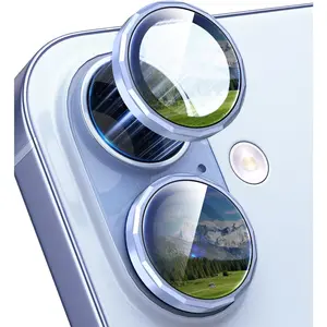 for  17 Camera Lens Protector 16-Facet, Individual Metal with 9H Hardness, Scratch-Proof Camera Screen Protector, Stylish Accessories, Case Friendly (Blue)