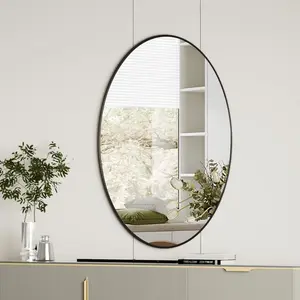 Black oval bathroom mirror 20x28 bathroom vanity mirror oval mirror for bedroom living room entryway hangs horizontal or vertical