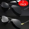 ShineThru 2-Pack Metal Frame Aviators - Unisex Trendy Casual Street Style Sunglasses, Aesthetic Men's Sunglasses Frames with Aviator Style for Beach, Vacation