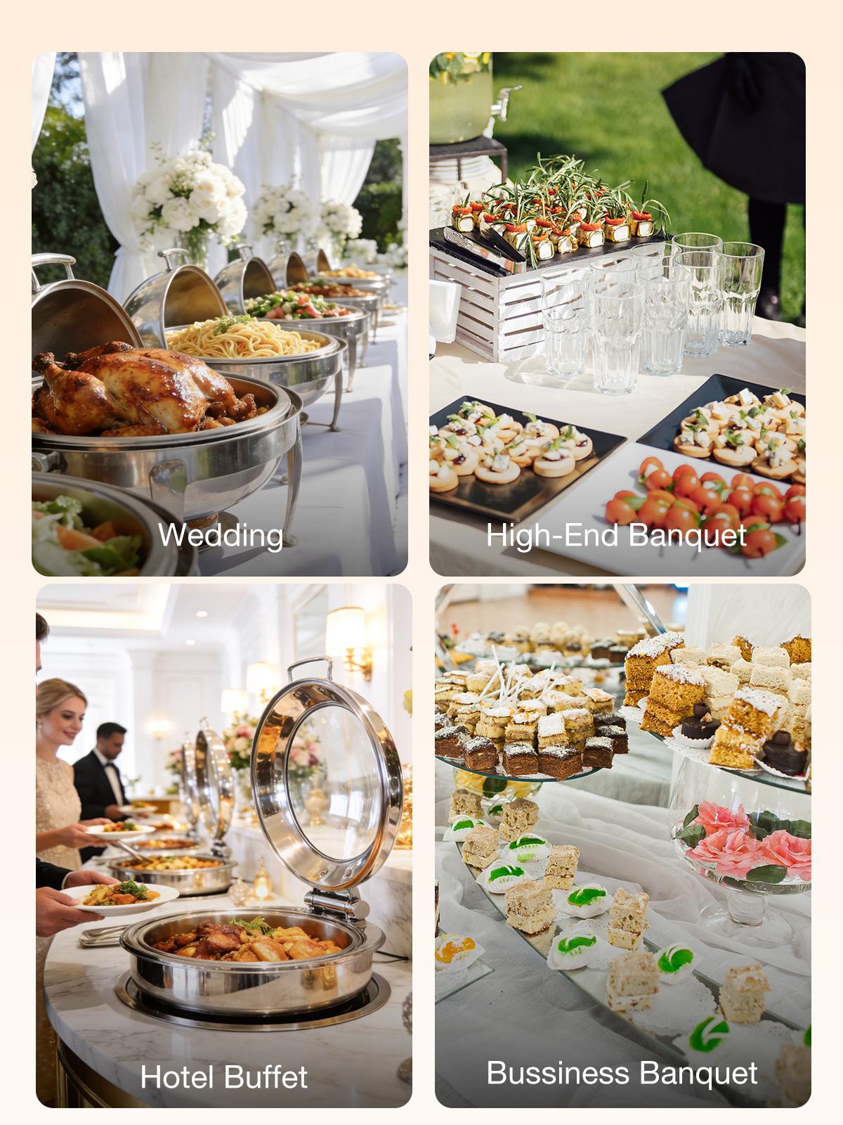 WARMOUNTS 6.5QT Gold Chafing Dishes for Buffet with Glass Lid , Round Chafers and Buffet Warmers Set with Mirror-Polished Stainless Steel, Rolled Rim, Stackable, Lid Holder for Parties, Weddings (2/4/6 Pack) WARMOUNTS 6.5QT Gold Chafing Dishes for Buffet with Glass Lid , Round Chafers and Buffet Warmers Set with Mirror-Polished Stainless Steel, Rolled Rim, Stackable, Lid Holder for Parties, Weddings (2/4/6 Pack)