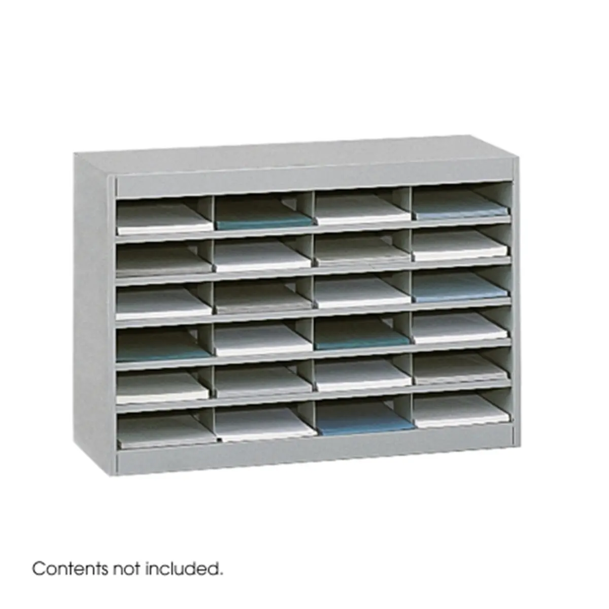 Safco 9211GRR Gray E-Z Stor Literature Organizer - 24 Letter Size Compartments, Steel Frame, Wall Mount, Desk Organization, Fiberboard Back, Interlock Shelves, Label Holders, Letter Storage, Binder File Racks, 24 Slots